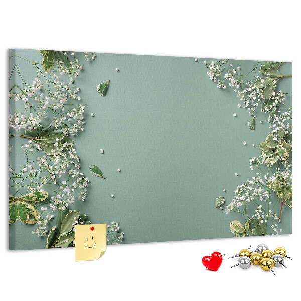 Panou de pluta Model floral pe fundal verde