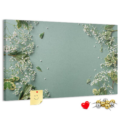 Panou de pluta Model floral pe fundal verde