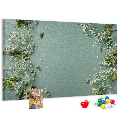 Panou de pluta Model floral pe fundal verde