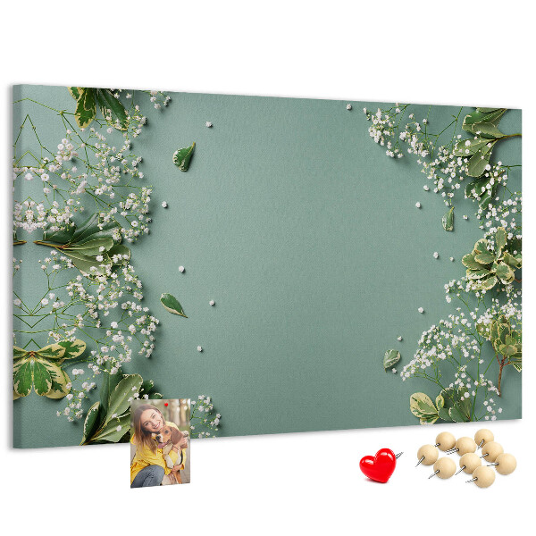 Panou de pluta Model floral pe fundal verde
