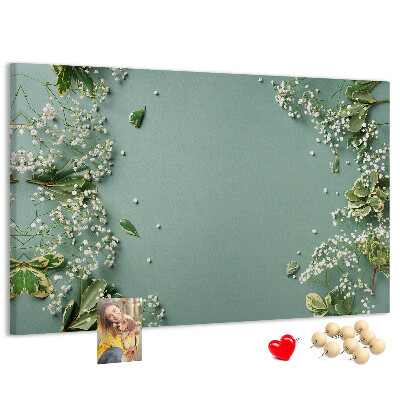 Panou de pluta Model floral pe fundal verde