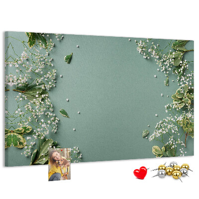 Panou de pluta Model floral pe fundal verde