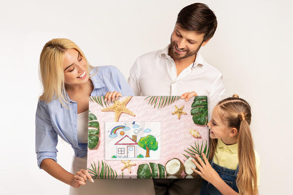 Panou din pluta Peisaj tropical cu scoici și frunze