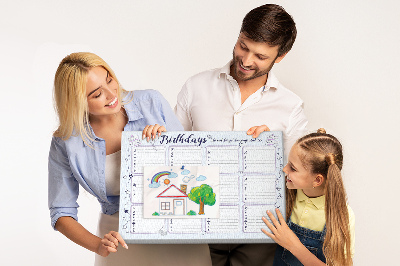 Panou din pluta Calendar de ziua de naștere cu accente colorate