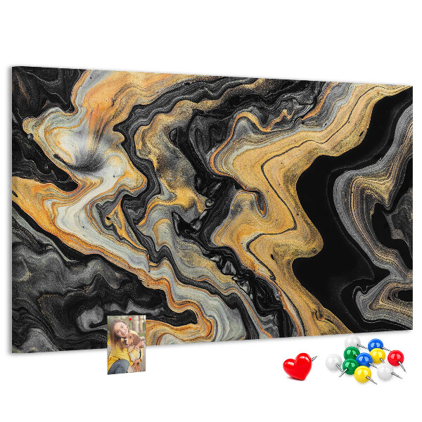 Panou din pluta Model abstract de valuri aurii și negre