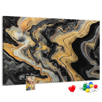Panou din pluta Model abstract de valuri aurii și negre