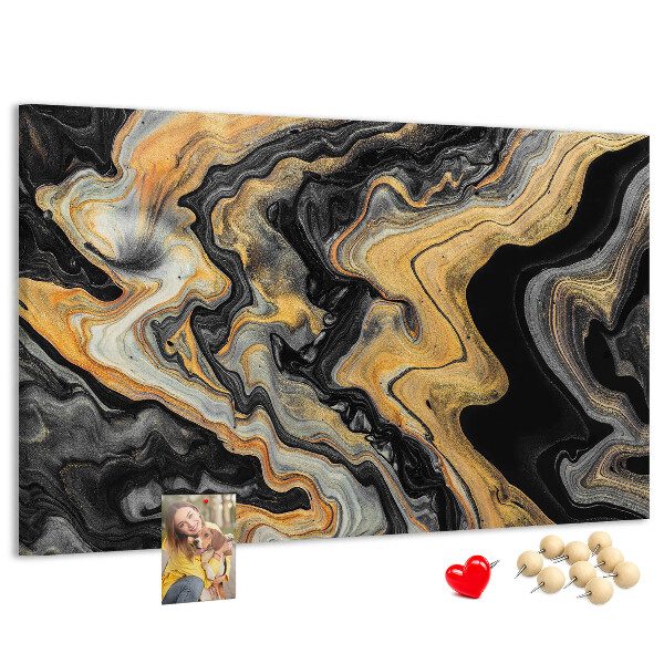 Panou din pluta Model abstract de valuri aurii și negre