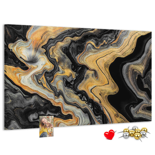 Panou din pluta Model abstract de valuri aurii și negre