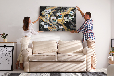 Panou din pluta Model abstract de valuri aurii și negre