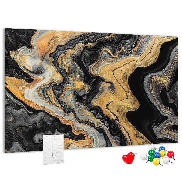 Panou din pluta Model abstract de valuri aurii și negre