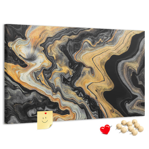 Panou din pluta Model abstract de valuri aurii și negre