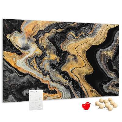 Panou din pluta Model abstract de valuri aurii și negre
