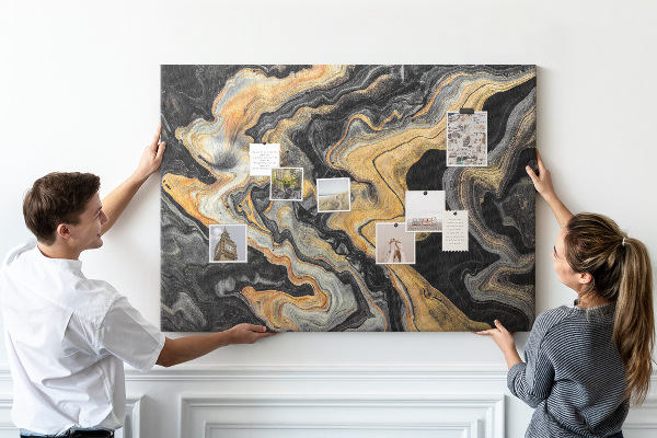 Panou din pluta Model abstract de valuri aurii și negre