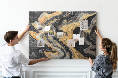 Panou din pluta Model abstract de valuri aurii și negre