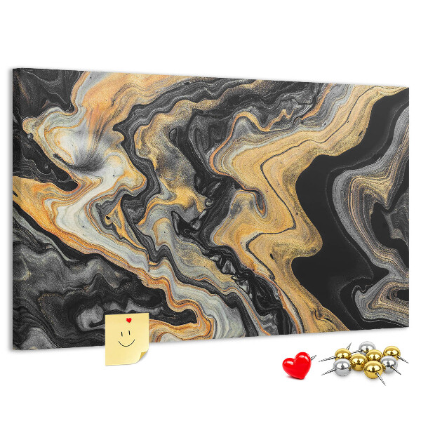 Panou din pluta Model abstract de valuri aurii și negre