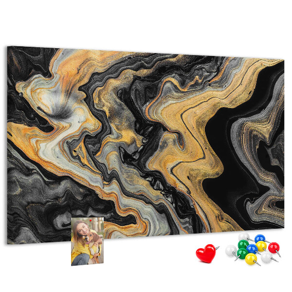 Panou din pluta Model abstract de valuri aurii și negre