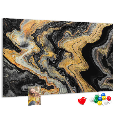 Panou din pluta Model abstract de valuri aurii și negre