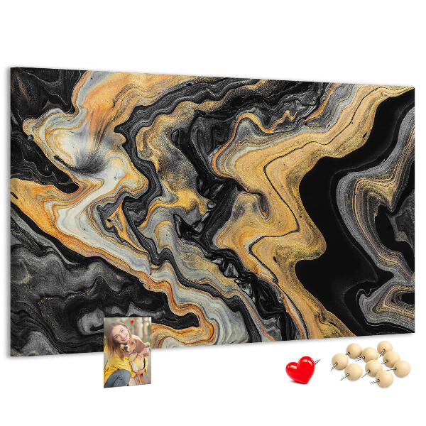 Panou din pluta Model abstract de valuri aurii și negre