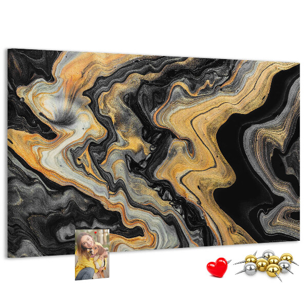 Panou din pluta Model abstract de valuri aurii și negre