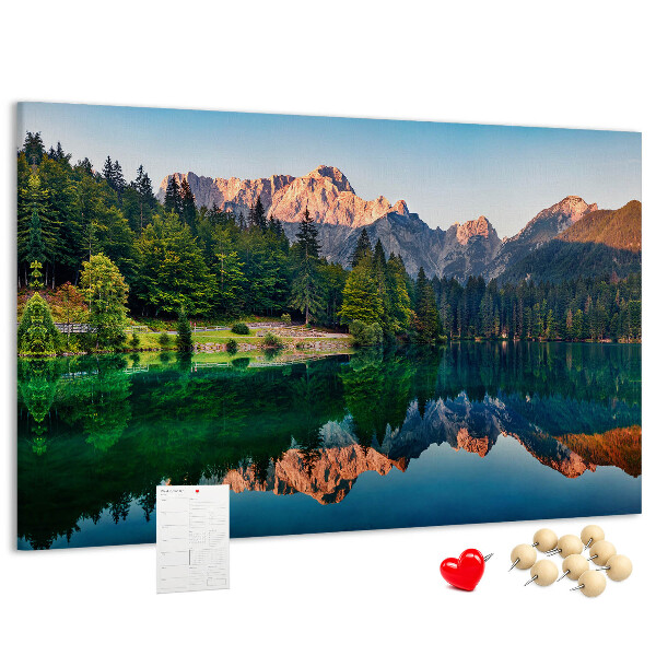 Panou de pluta Peisaj montan reflectat în lac