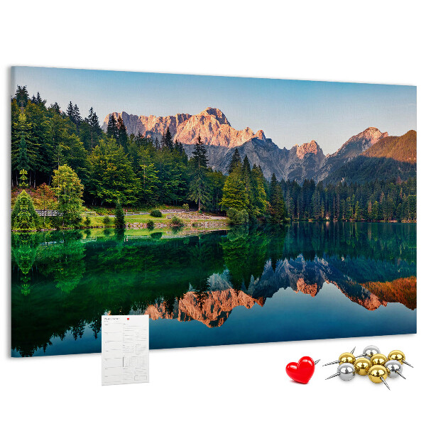Panou de pluta Peisaj montan reflectat în lac