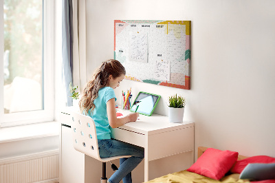 Panou din pluta Calendar floral cu accente colorate