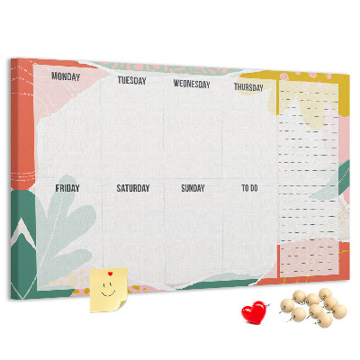Panou din pluta Calendar floral cu accente colorate