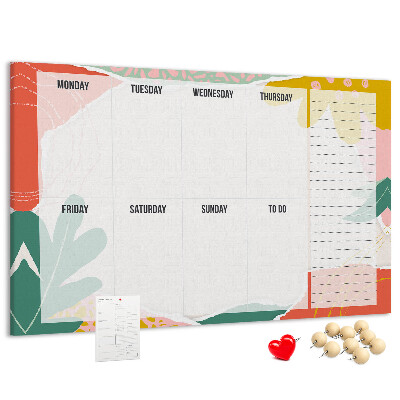Panou din pluta Calendar floral cu accente colorate