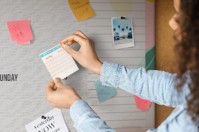Panou din pluta Calendar floral cu accente colorate