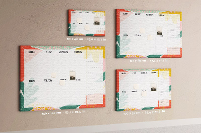 Panou din pluta Calendar floral cu accente colorate