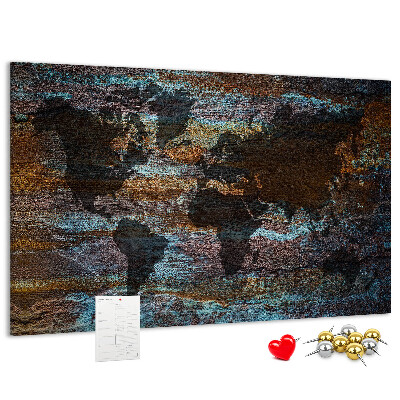 Panou de pluta O hartă a lumii pe un fundal rustic
