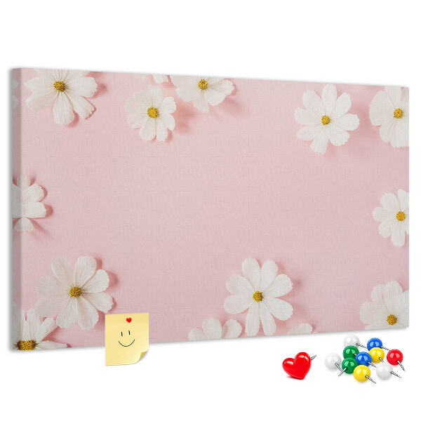 Panou de pluta Model floral pe fundal roz