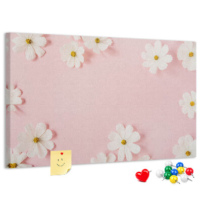 Panou de pluta Model floral pe fundal roz