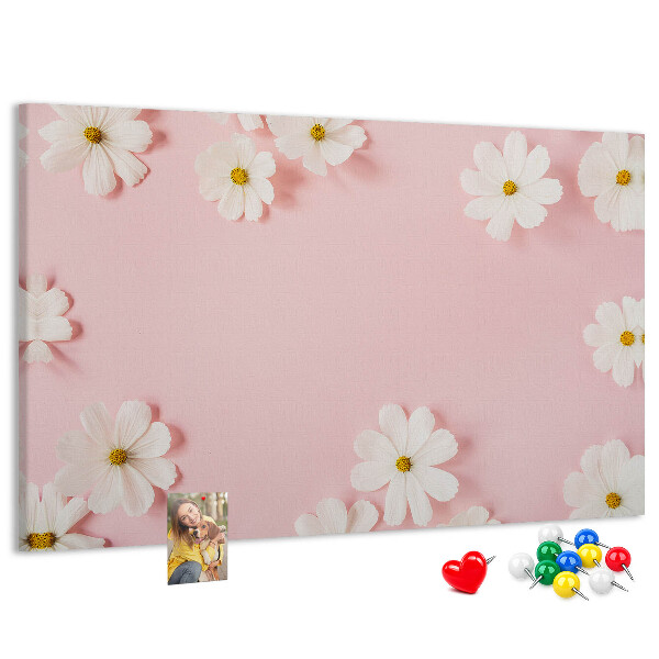 Panou de pluta Model floral pe fundal roz