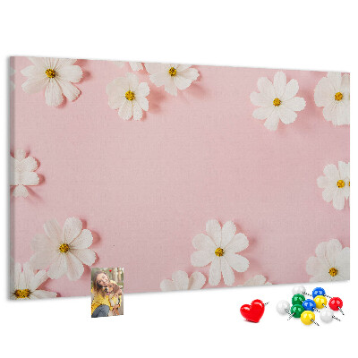 Panou de pluta Model floral pe fundal roz