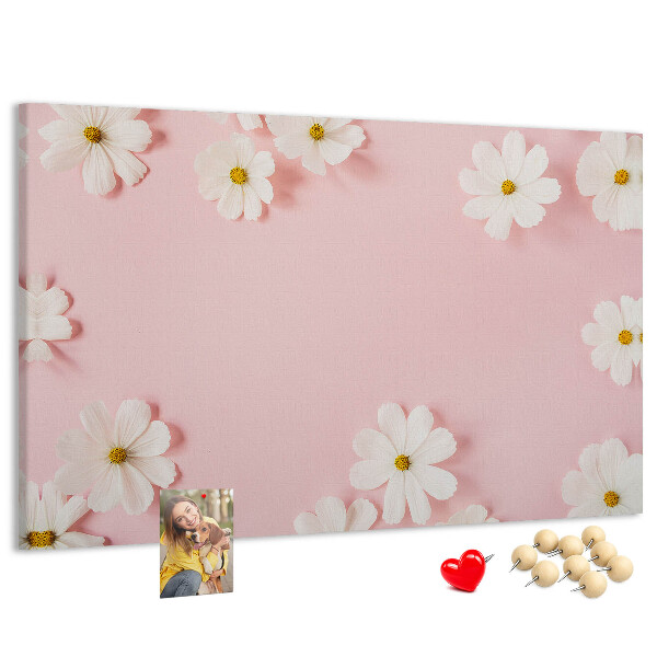 Panou de pluta Model floral pe fundal roz