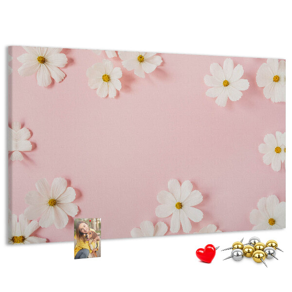 Panou de pluta Model floral pe fundal roz