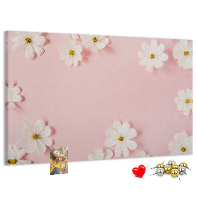Panou de pluta Model floral pe fundal roz