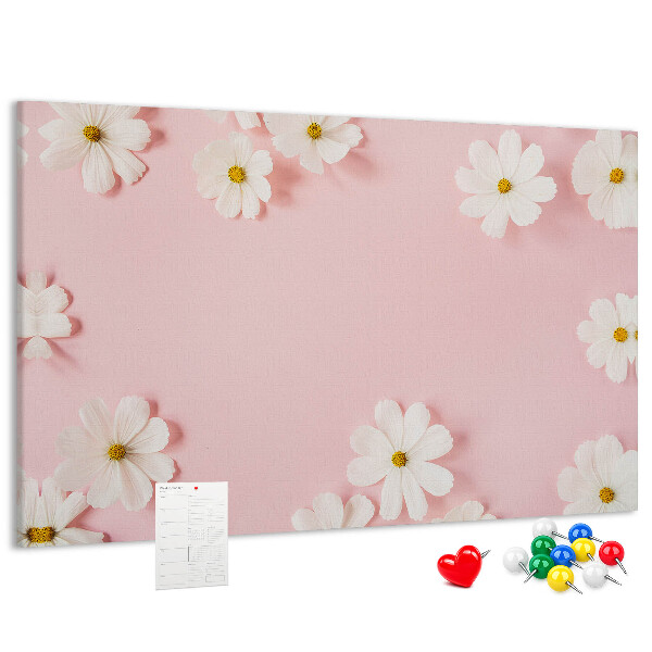 Panou de pluta Model floral pe fundal roz