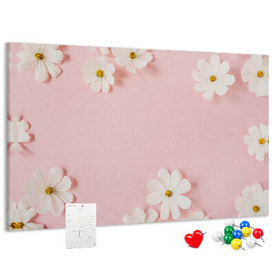 Panou de pluta Model floral pe fundal roz