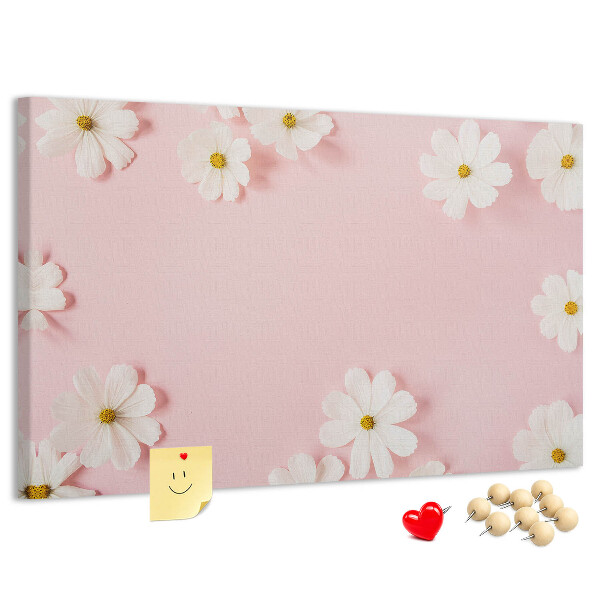 Panou de pluta Model floral pe fundal roz