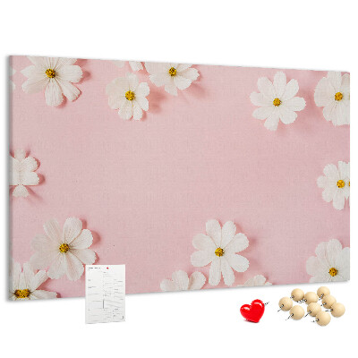 Panou de pluta Model floral pe fundal roz