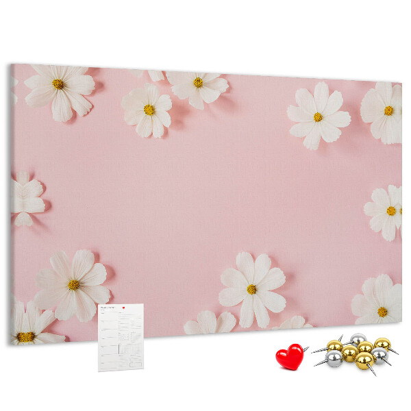 Panou de pluta Model floral pe fundal roz