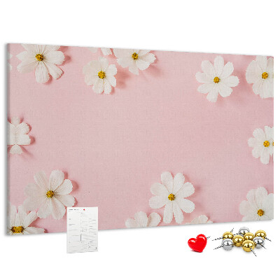 Panou de pluta Model floral pe fundal roz