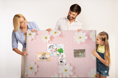 Panou de pluta Model floral pe fundal roz