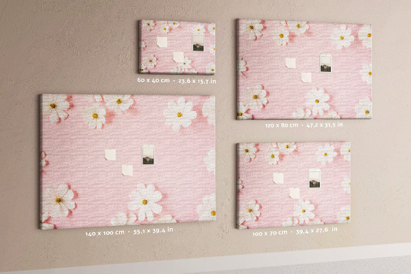 Panou de pluta Model floral pe fundal roz