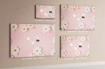 Panou de pluta Model floral pe fundal roz