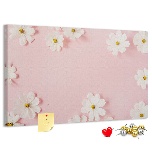 Panou de pluta Model floral pe fundal roz