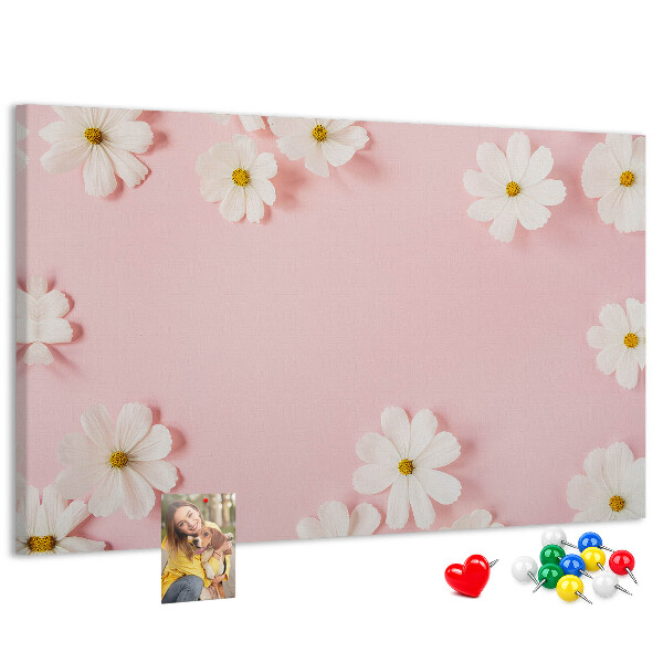 Panou de pluta Model floral pe fundal roz