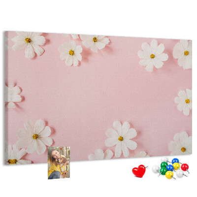 Panou de pluta Model floral pe fundal roz